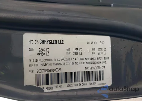 2008 Chrysler 300 Touring from USA, damaged, VIN 2C3KA53G98H103327